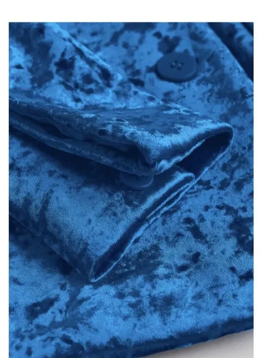 H&M Studio Bright Blue Velvet Blazer - Picture 6 of 16